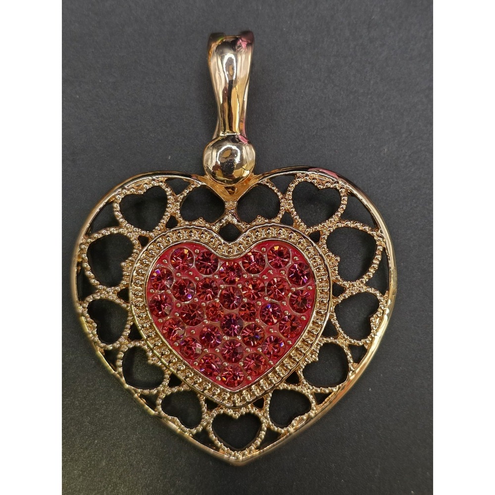 Vintage Signed RMN Magnetic Filigree Heart Pendant